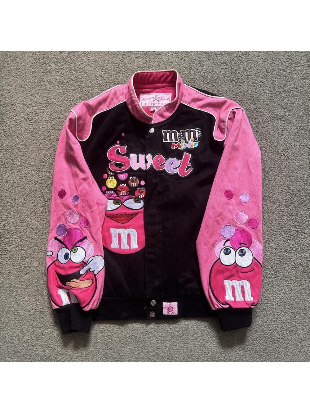 Incredibly Rare Vintage Girls 2XL Pink M&M Racing Jacket